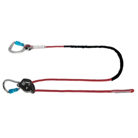Safewaze 6.5ft Rope Positioning Lanyard: Rope Adjuster, Alu Carabiners 021-2065